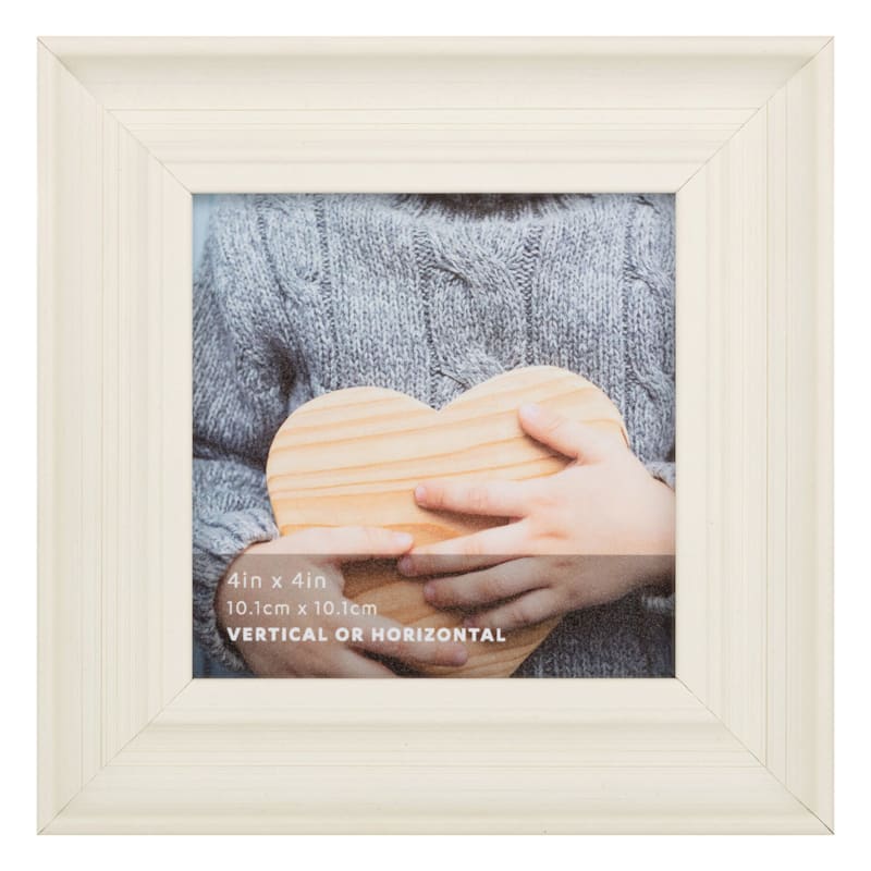 Whitewashed Scoop Profile Tabletop Photo Frame, 4"