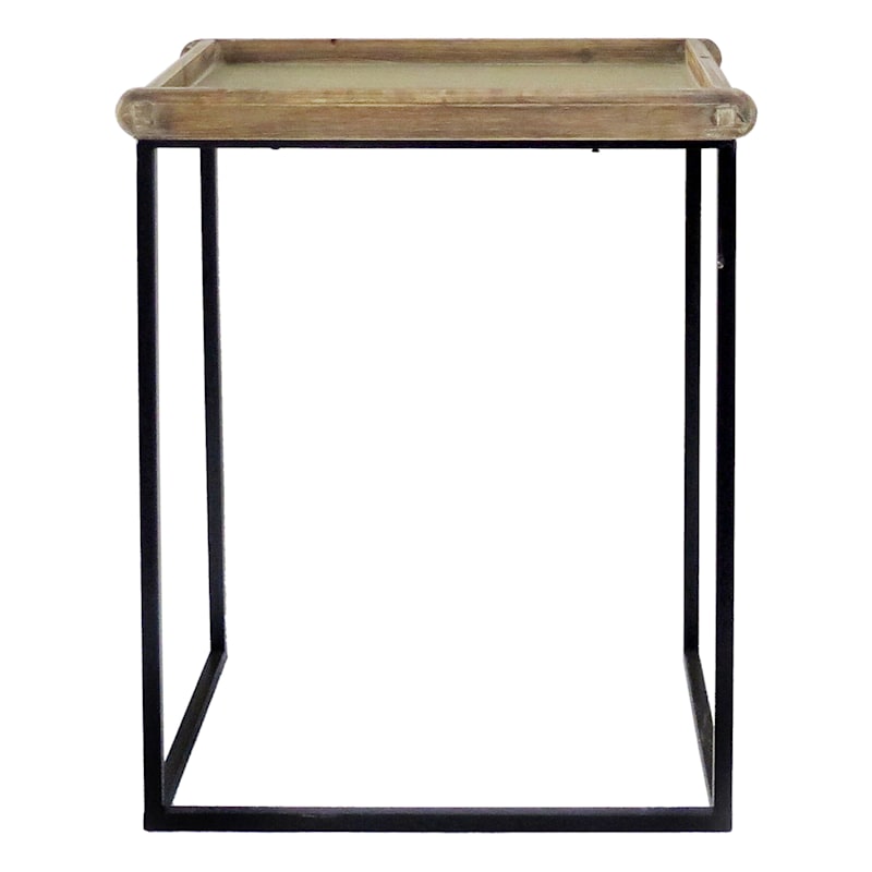 Wood/Metal Accent Table, 24"
