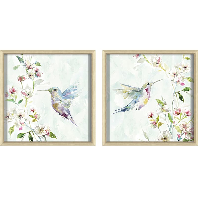 12X12 Hummingbirds Framed Textured 2-Piece Set