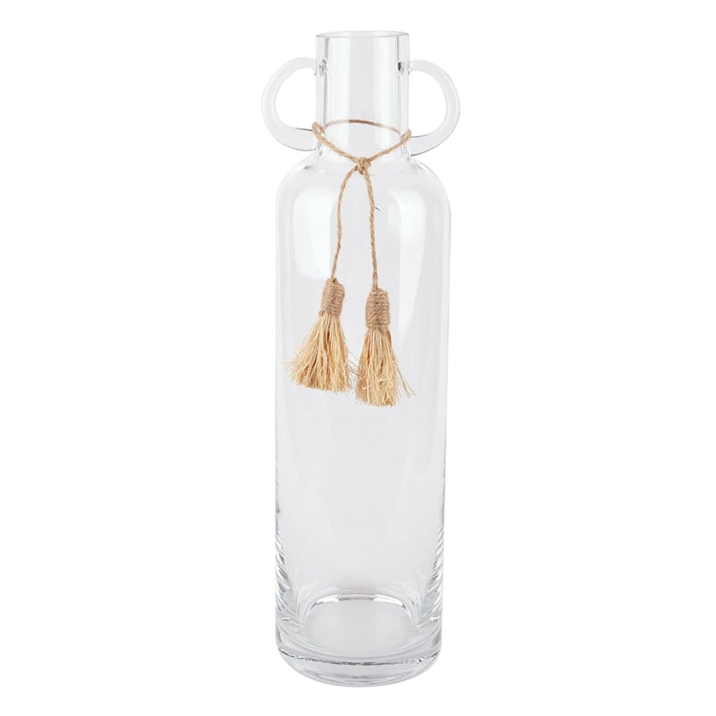 Honeybloom Clear Glass Vase with Tassels, 18"