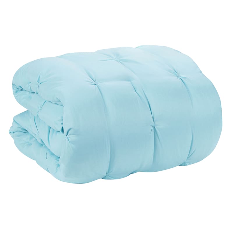 3-Piece Aqua Pintuck Comforter Set, Full/Queen