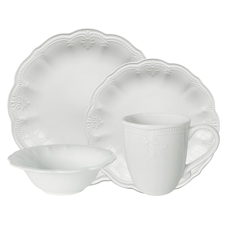 Grace Mitchell 16-Piece White Glazed Dinnerware Set