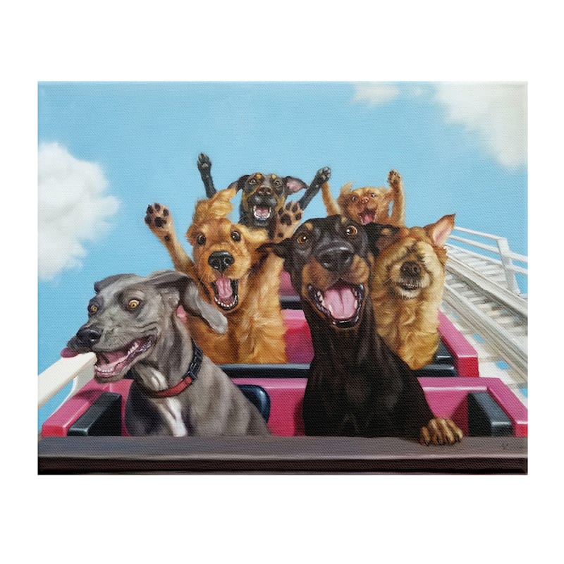 Dogs Rollercoaster Canvas Wall Art, 16x12