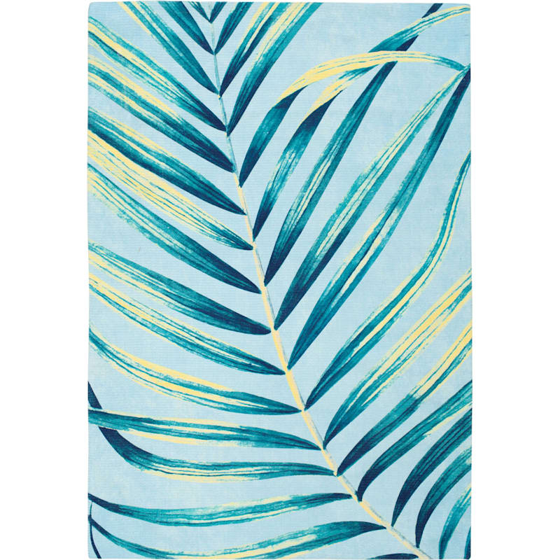 Giant Palm Blue Green Indoor Outdoor, Blue And Green Outdoor Rug 5 215 70