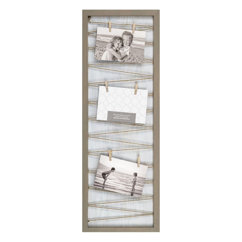 10X28 String Collage With Clothespin Photo Clips