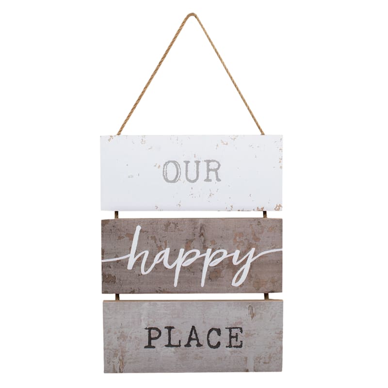8X10 Our Happy Place Wood Hanging Plaque Wall Decor