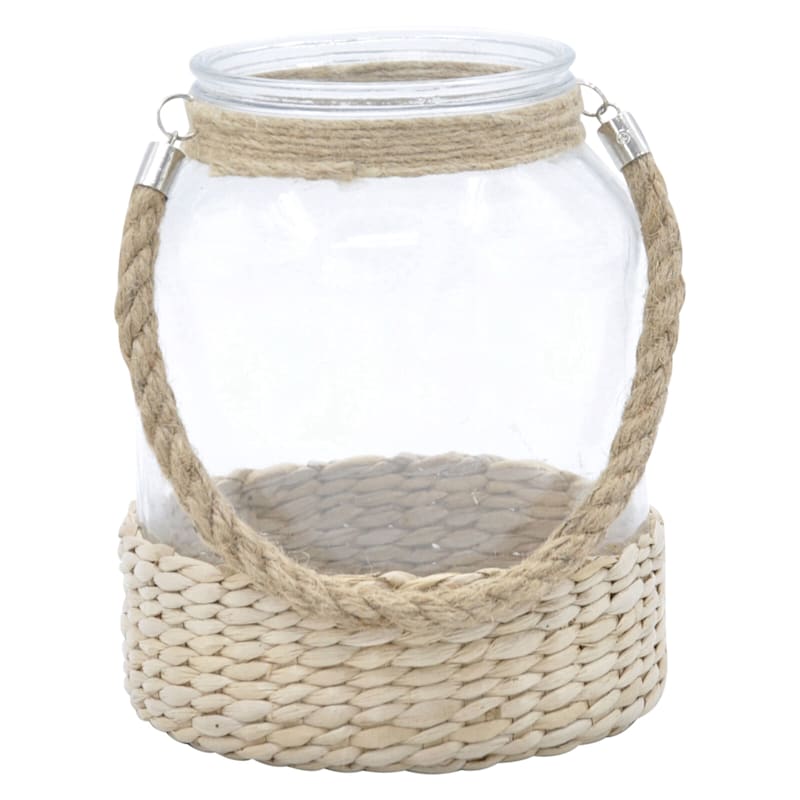 Clear Jar Basket Candle Holder, 7"