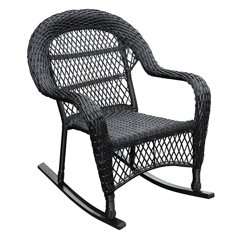 Outdoor Black Wicker Rocker At Home, All Weather Rocking Chairs Black