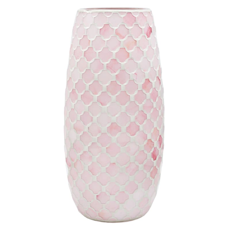 Grace Mitchell Pink Mosaic Glass Vase, 10.5"