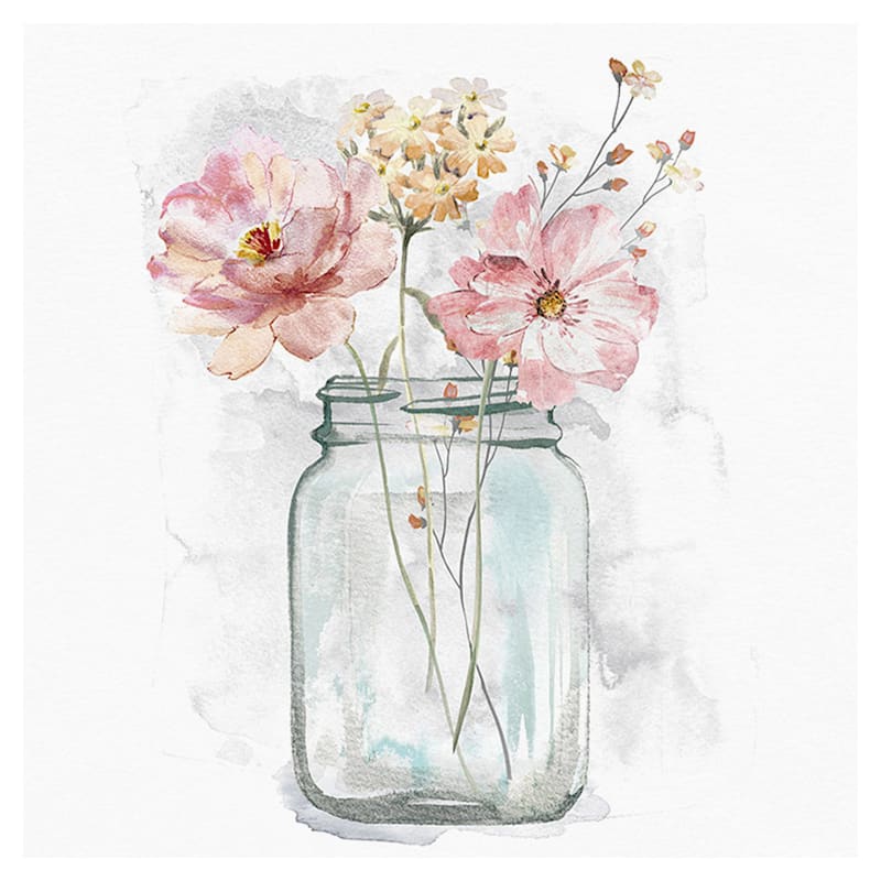 14X14 Mason Jar Flowers Canvas