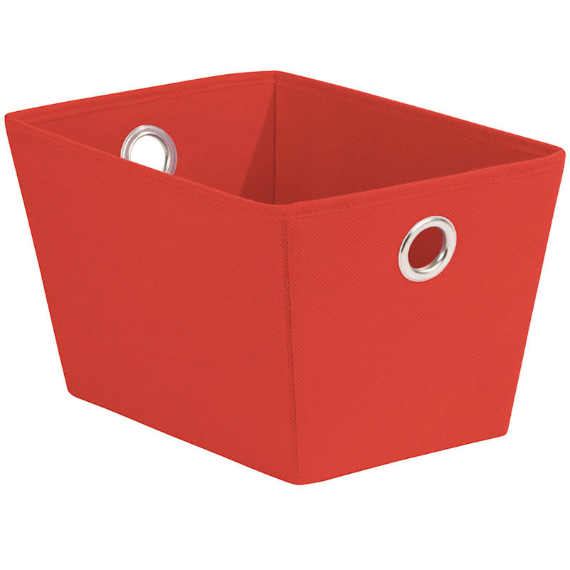 Small Fabric Storage Tote with Grommet Handles, Red