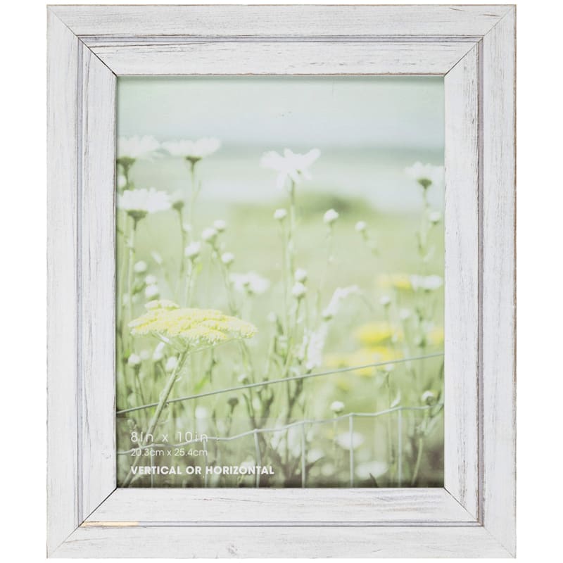 Whitewash Flat with Grooved Line Profile Wall Frame, 8x10