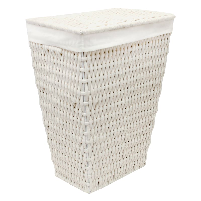 Cotton Rope Laundry Hamper with Removeable Liner, White