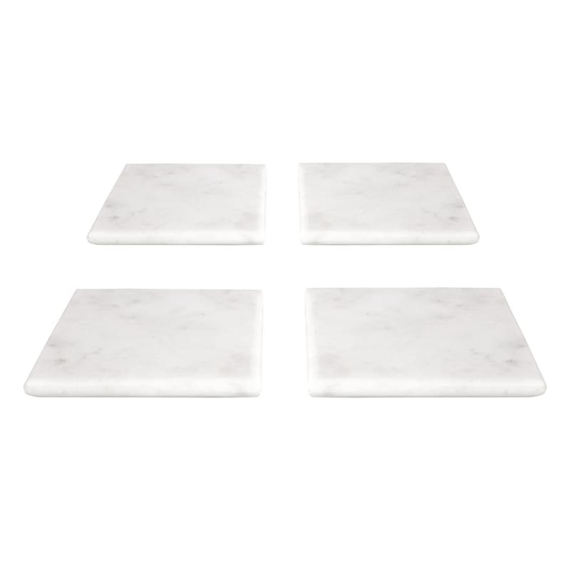 White Marbled Square Coasters, Set of 4