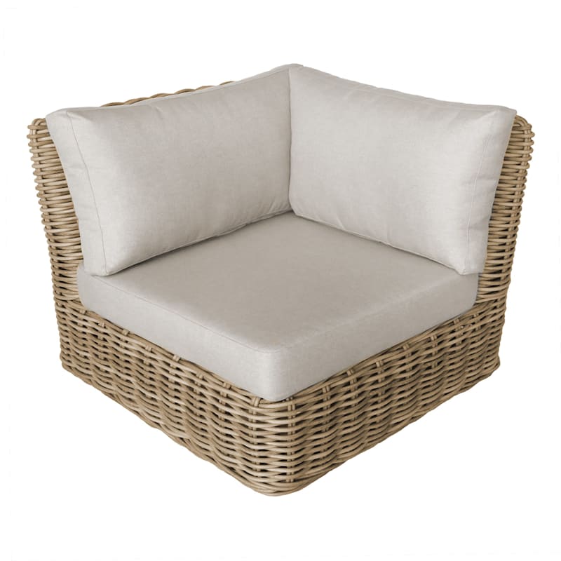 Hamptons All Weather Wicker Outdoor Corner Chair With Cushion At Home - Outdoor Furniture Tulsa Oklahoma