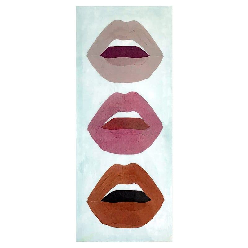 Red Lips II Glass Coat Canvas Wall Art, 8x20