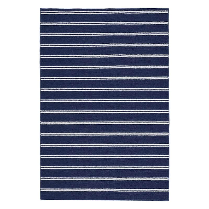 Avery Navy & White Striped Indoor & Outdoor Area Rug, 4x6