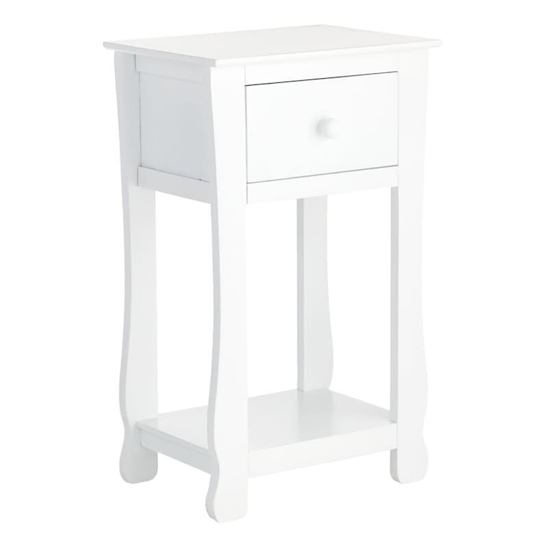 White 1-Drawer Thick Leg End Table, 26"