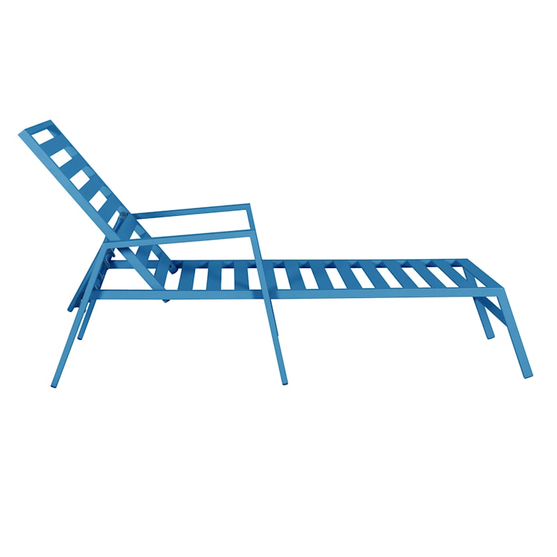 Rio Blue Outdoor Steel Slat Chaise Lounge At Home - Rio Brands Silver Steel Chaise Lounge Multicolored Rio Blue Outdoor Steel Slat Chaise Lounge At Home - Rio Brands Silver Steel Chaise Lounge Multicolored