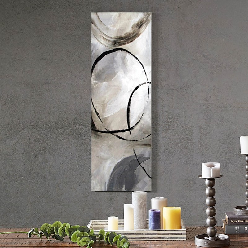 Allegro Grey Abstract Canvas Wall Art, 12x36