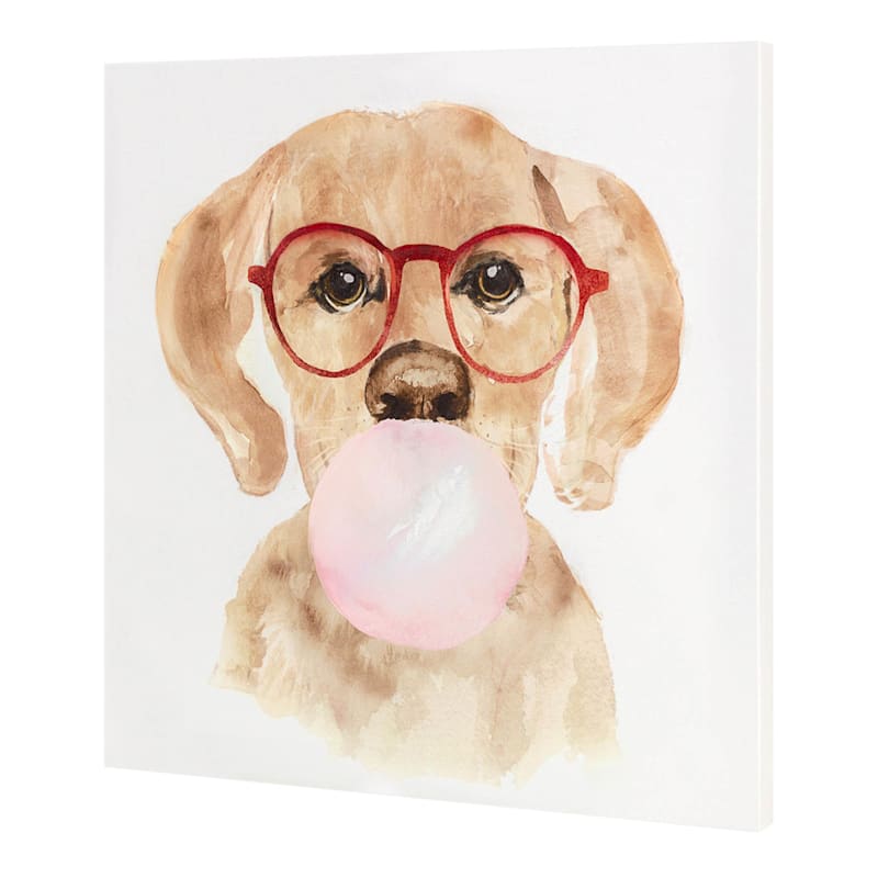 Bubble Gum Pup Canvas Wall Art, 12"