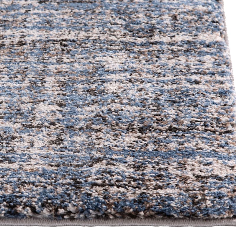 (A410) Hachure Blue Woven Accent Rug, 3x5