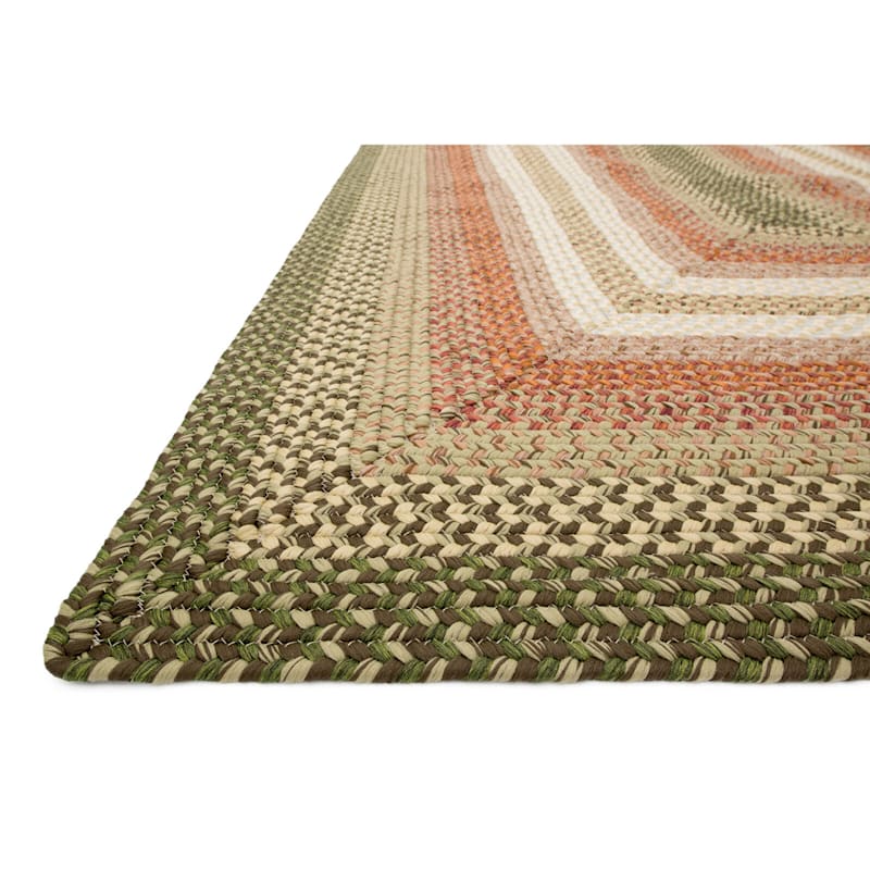 (D69) Lucius Green Multi-Colored Braided Area Rug, 8x10