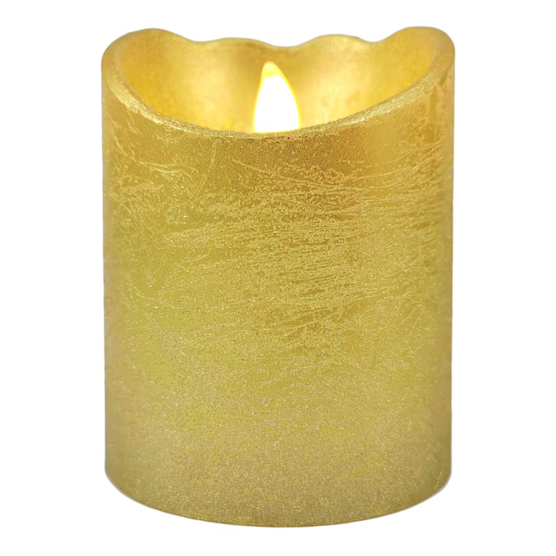 3X4 Led Wax Bevel Connection Candle With 6 Hour Timer Gold | At Home