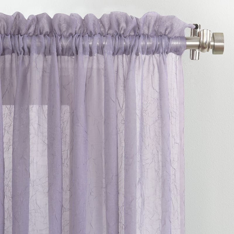 Erica Lavender Sheer Crushed Voile Rod Pocket Curtain Panel, 84"