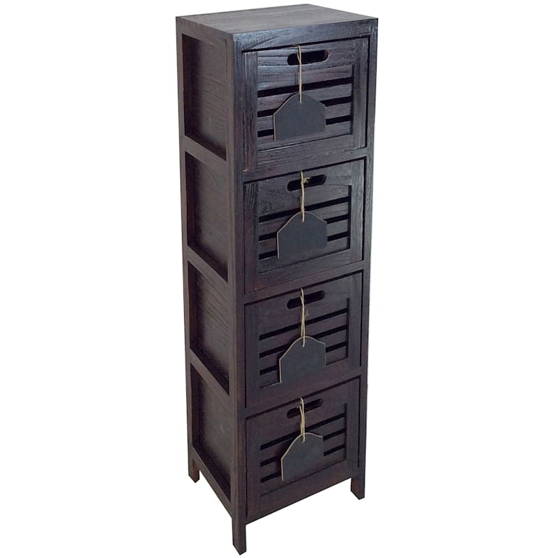 4-Drawer Grey Wooden Cabinet, Medium