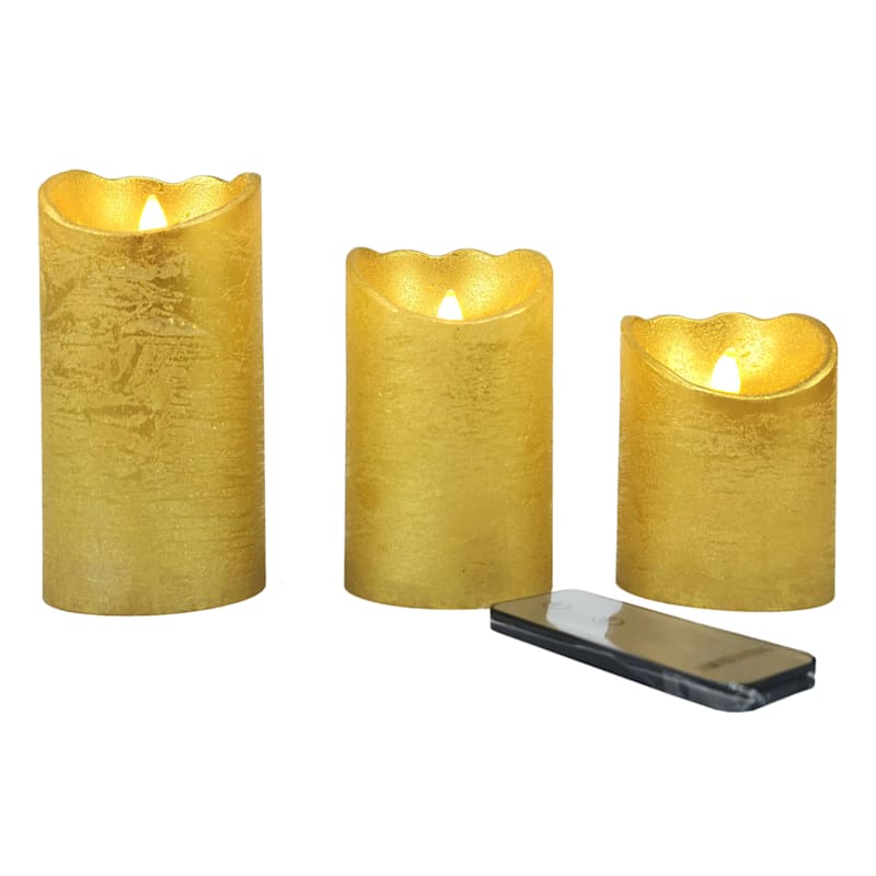 Set Of 3 3X4 3X5 3X6 Led Wax Bevel Connection Candles Gold