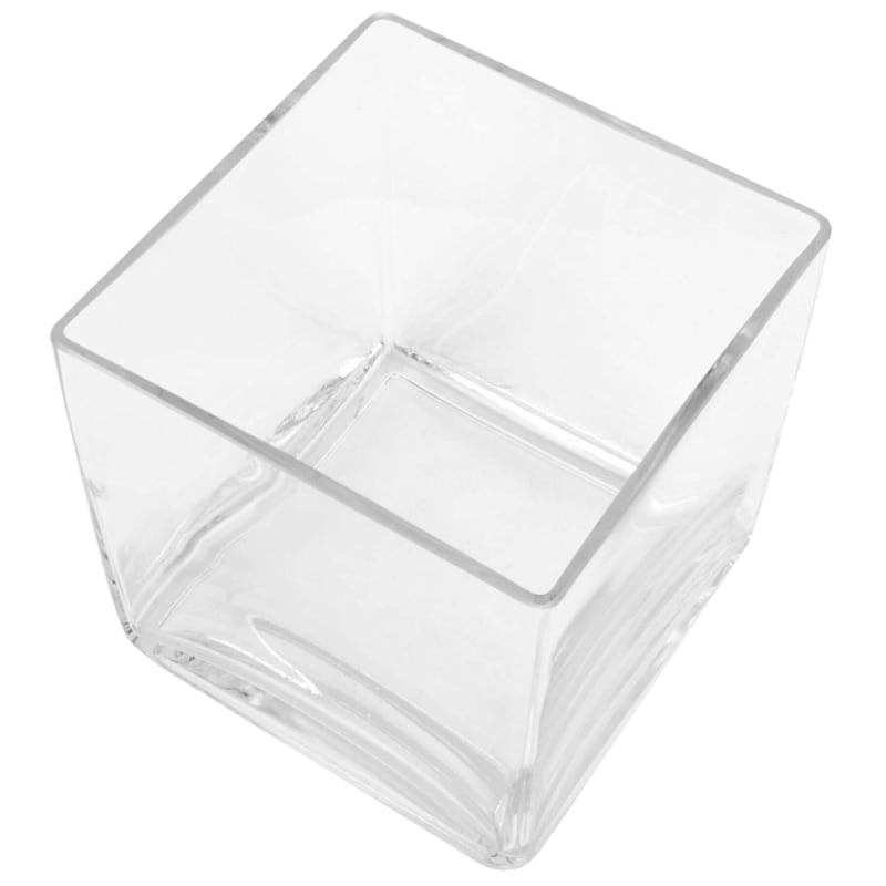 Clear Glass Cube Vase, 6"