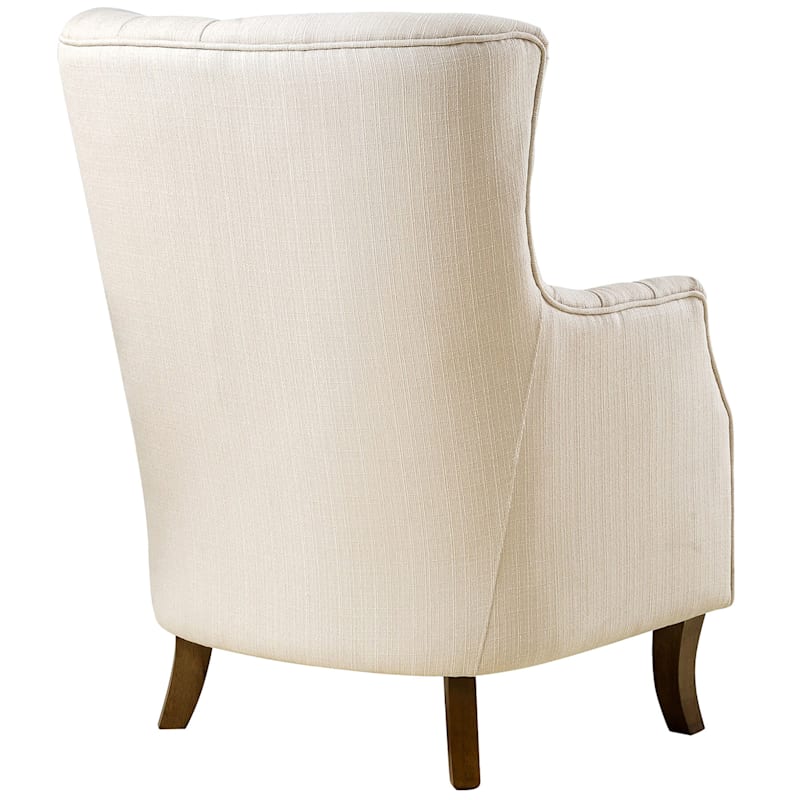 Norfolk Cream Linen Tufted High Back Arm Chair