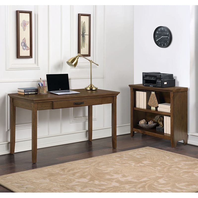 Catania 2-Tier Brown Wood & Wood Veneer Adjustable Bookshelf