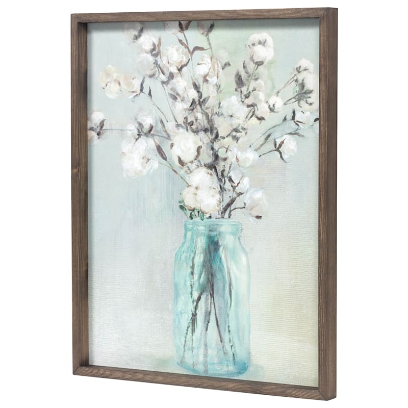 White Flowers in Jar Canvas Wall Art, 16x20