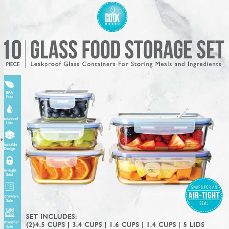 10-Piece Glass Food Storage Set/Lids