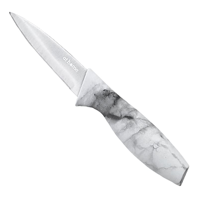 6 Piece Marble-Look Handle Paring Knife & Sheath Set, White, Plastic Sold by at Home