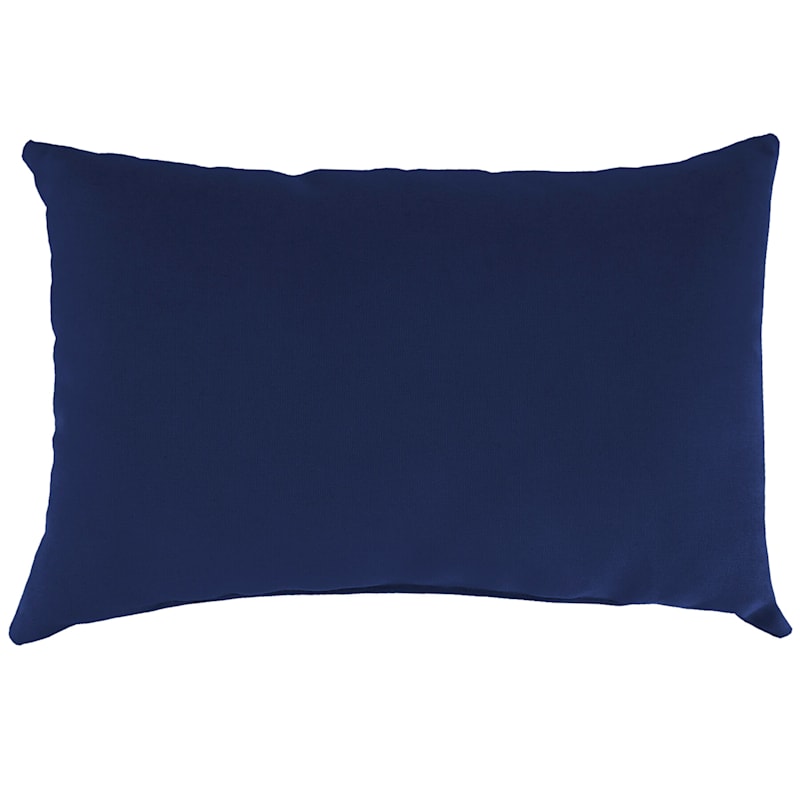 Navy Canvas Outdoor Oblong Throw Pillow, 12x16