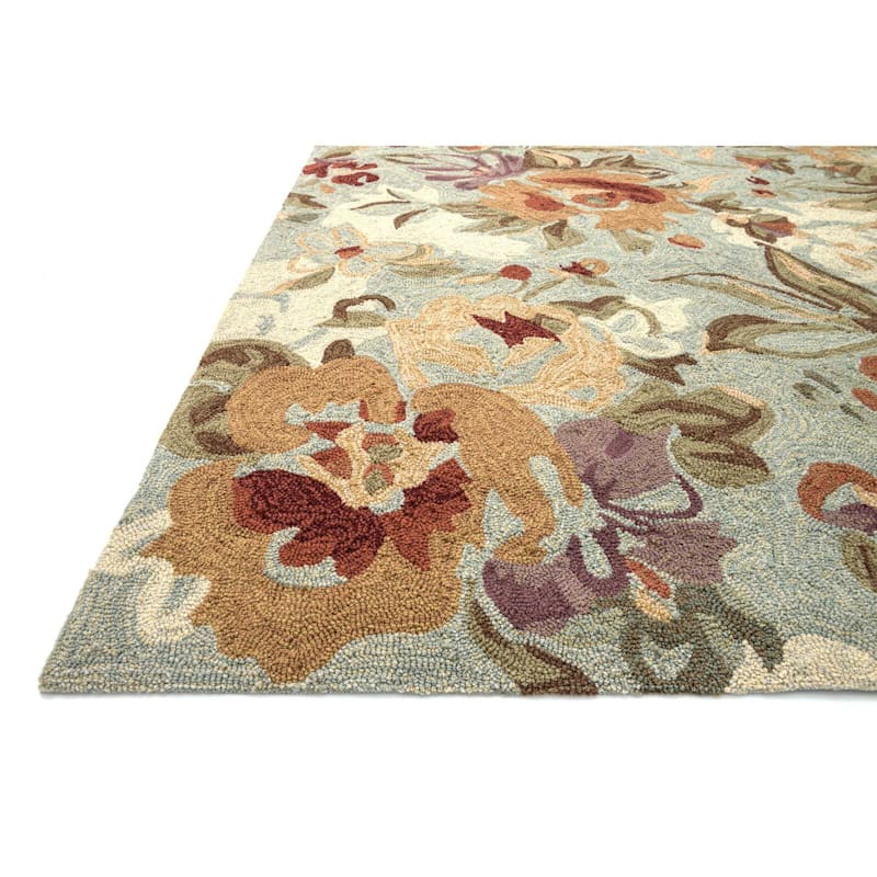 (A31) Summerton Floral Hooked Area Rug, 5x7