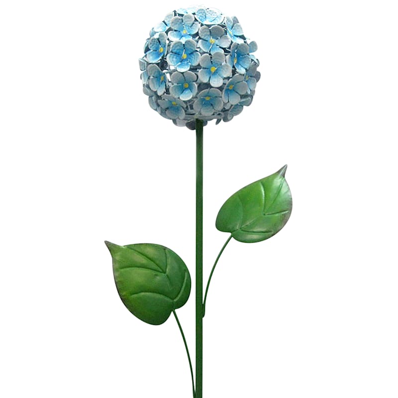 LED Blue Hydrangea Flower Ball Garden Stake, 41"