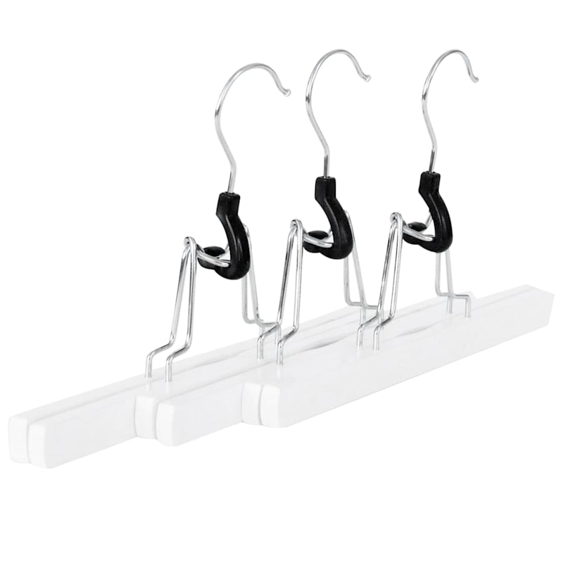 Wood White 3-Piece Pant Hanger/Clamp