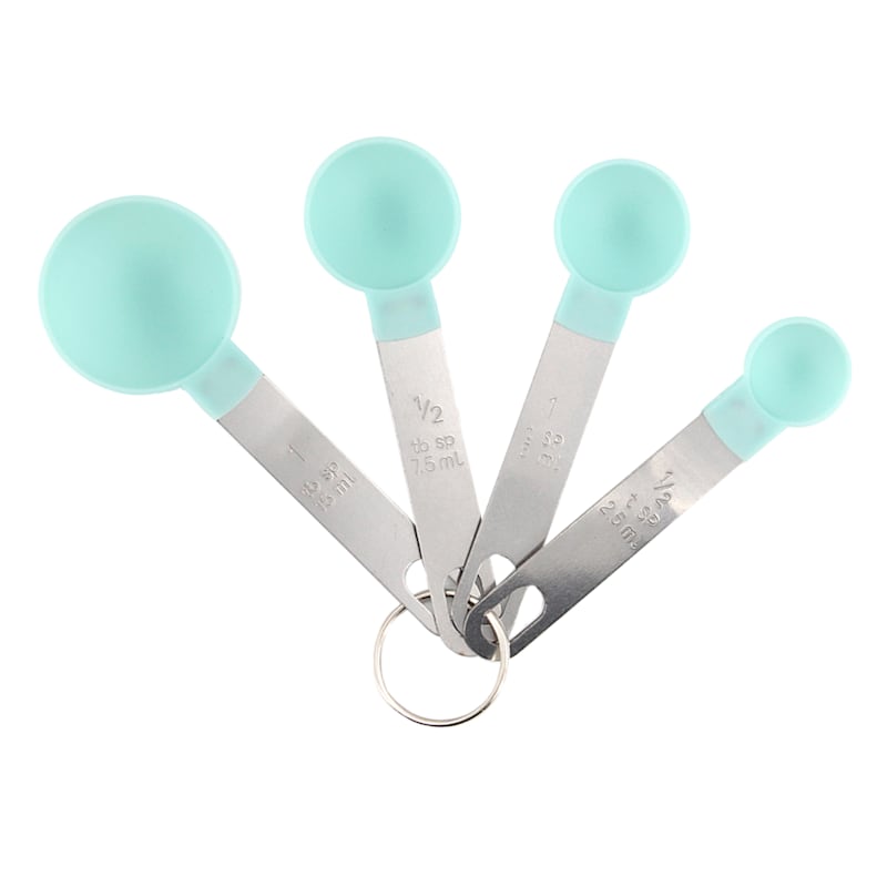 Measuring Cup Set & Measuring Spoon Set With Aqua Blue Soft Grip Handles,  Kitchen Essentials, Beautiful and Useful Gifts for Any Occasion 