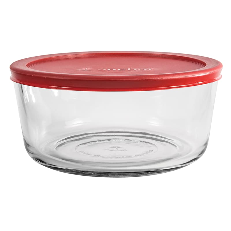 8-piece Glass Food Storage Container Set with Red Lids