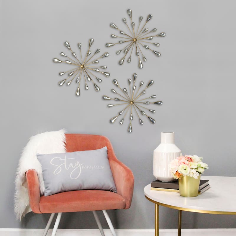 10in. 3Piece Gold Teardrop Bling Burst Wall Decor At Home