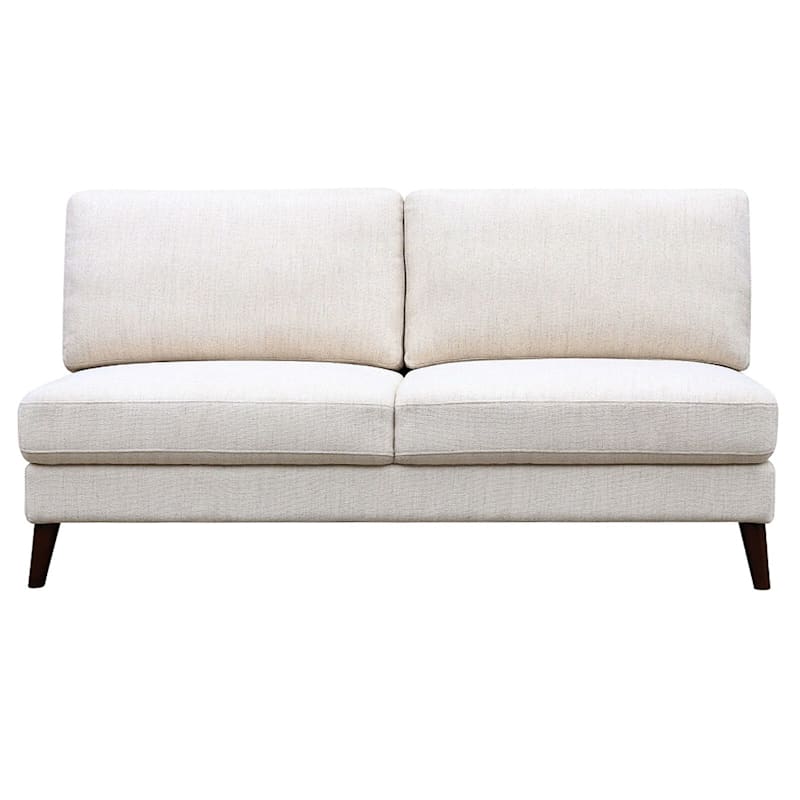 Barton Ivory Modern Armless Sofa, 61"