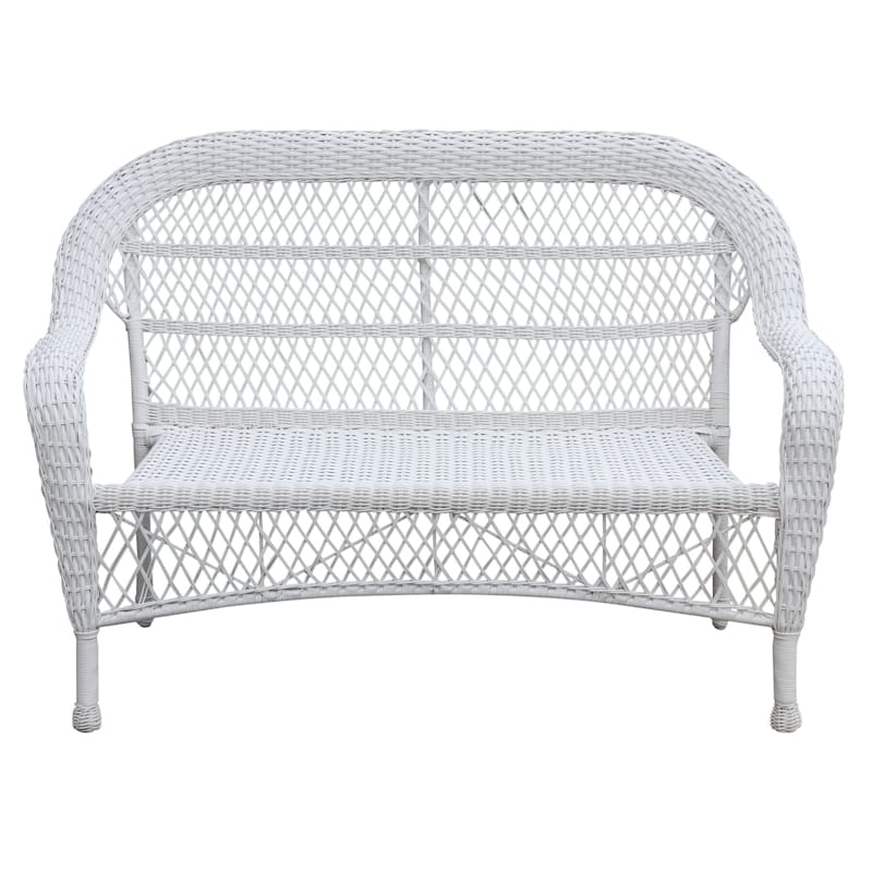 White wicker outlet bench