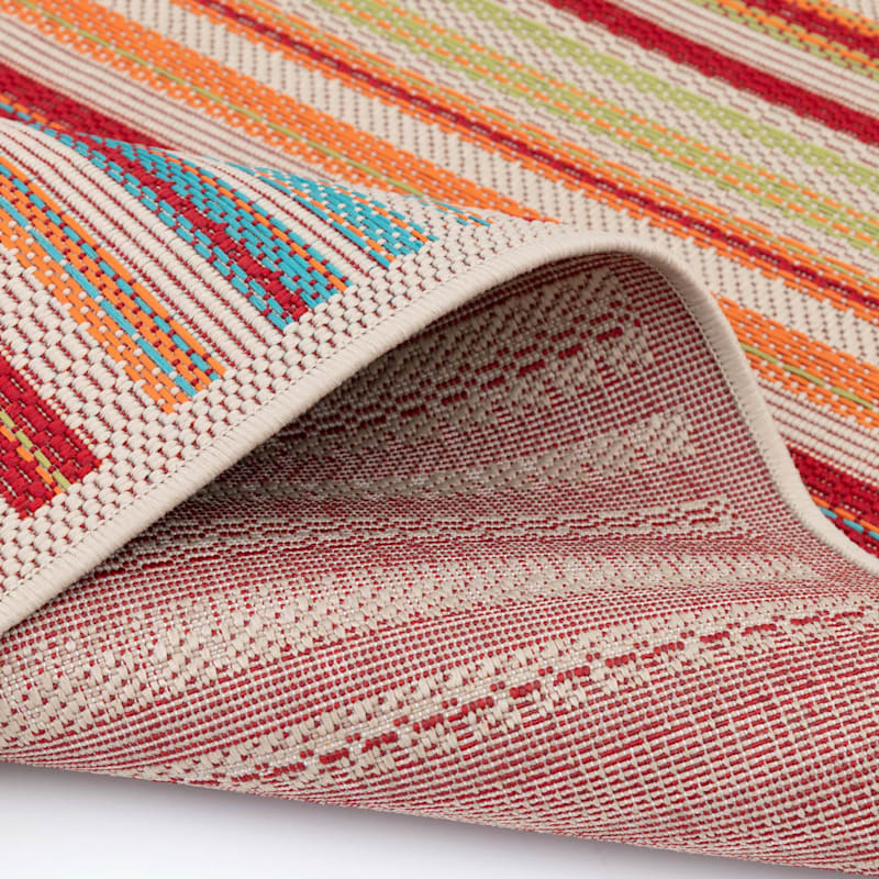 (E309) Scope MultiColored Striped Woven Indoor & Outdoor Accent Rug