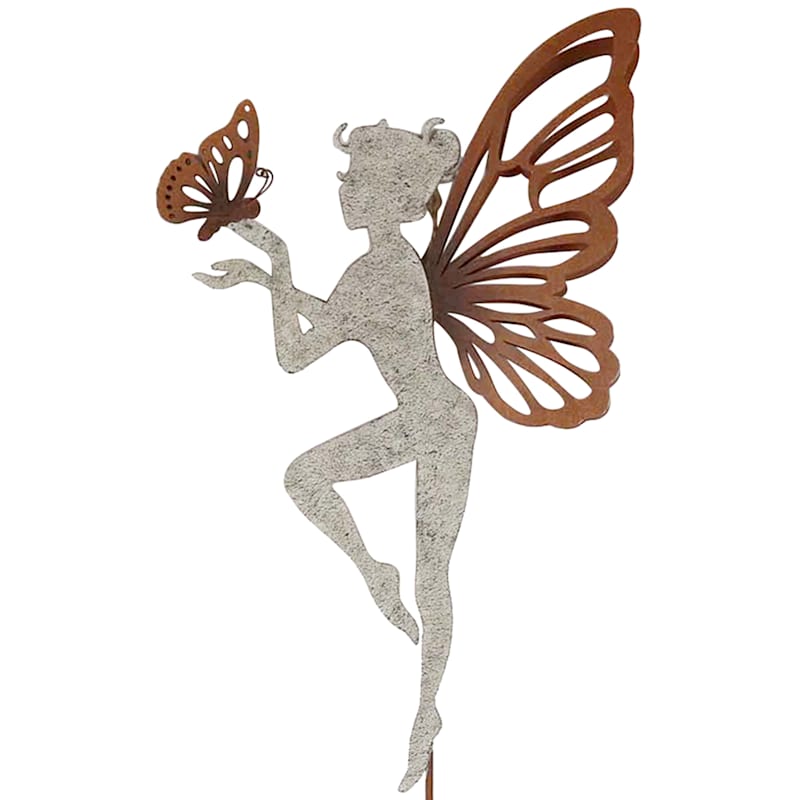 Butterfly Fairy Cutout Rustic Yard Stake, 36"