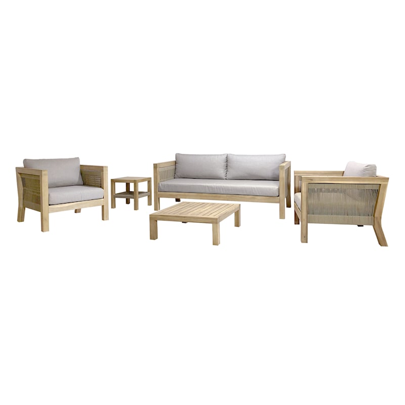 Park City Outdoor Blonde Acacia Wood Sofa with Rope Accent