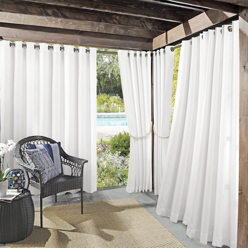 Darian White Outdoor Light Filtering Curtain Panel, 84"